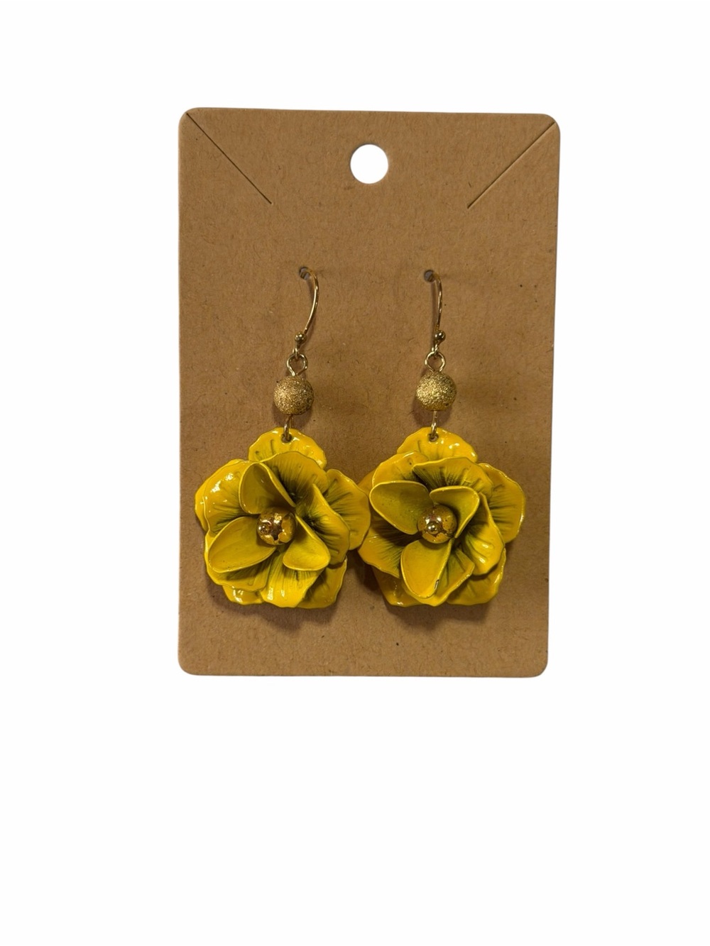Yellow Flower Drop Earrings -
